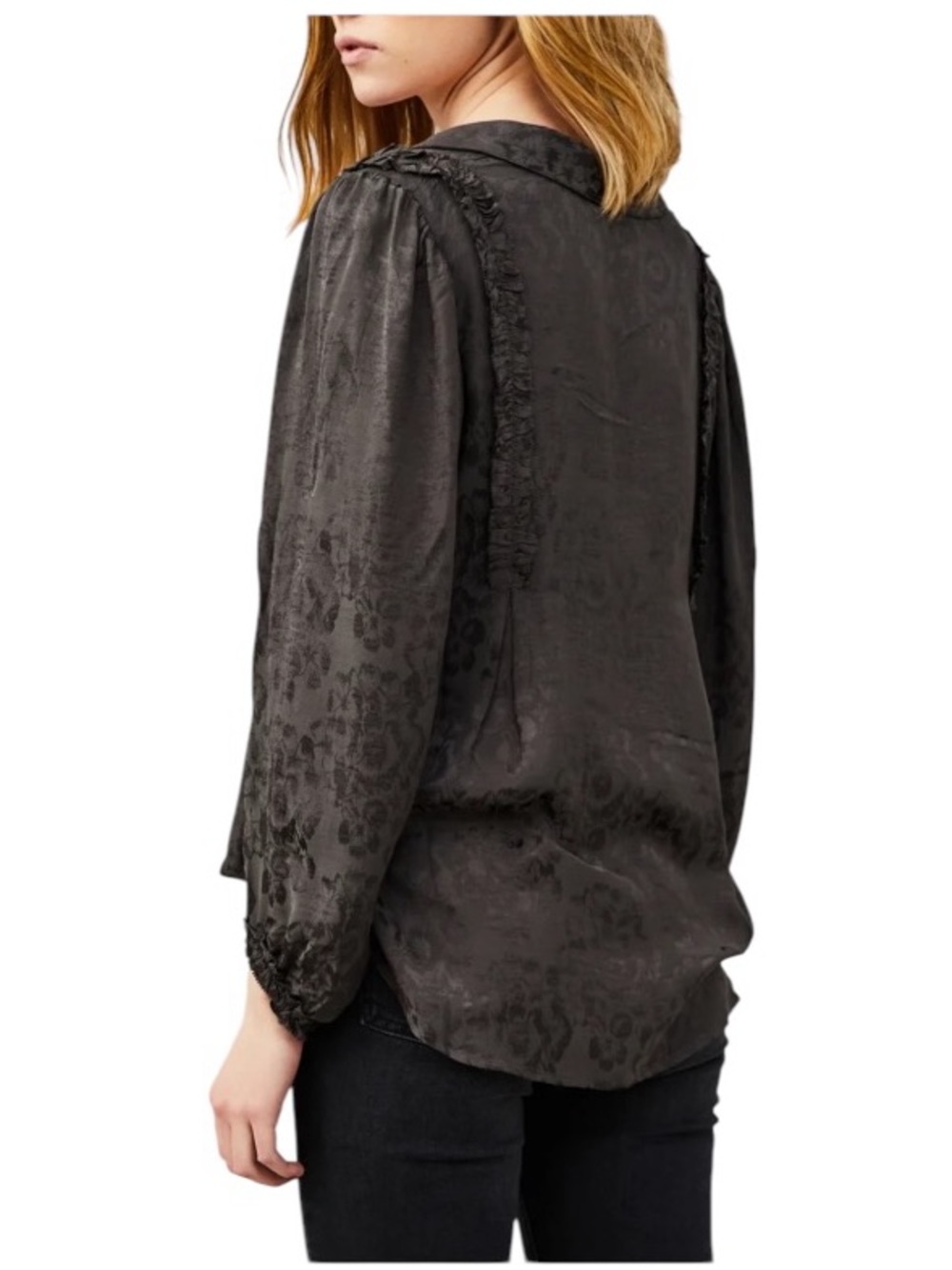 π€ πππ πππππ Black Floral Jacquard Blouse πππ Boho Luxe - Picture 10 of 10